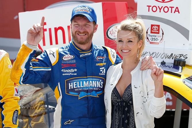 Dale Earnhardt Jr.’s wife Amy exits Bristol in high spirits after on-track affair with their business brainchild