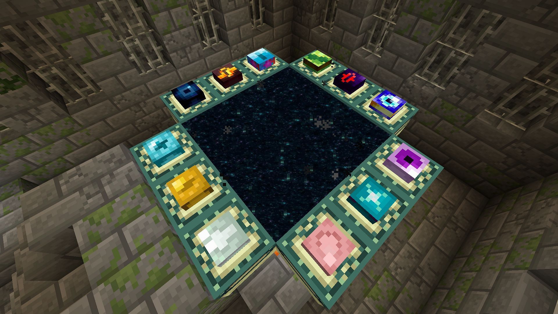 Some of the new eyes within an opened End portal (Image via Mojang)