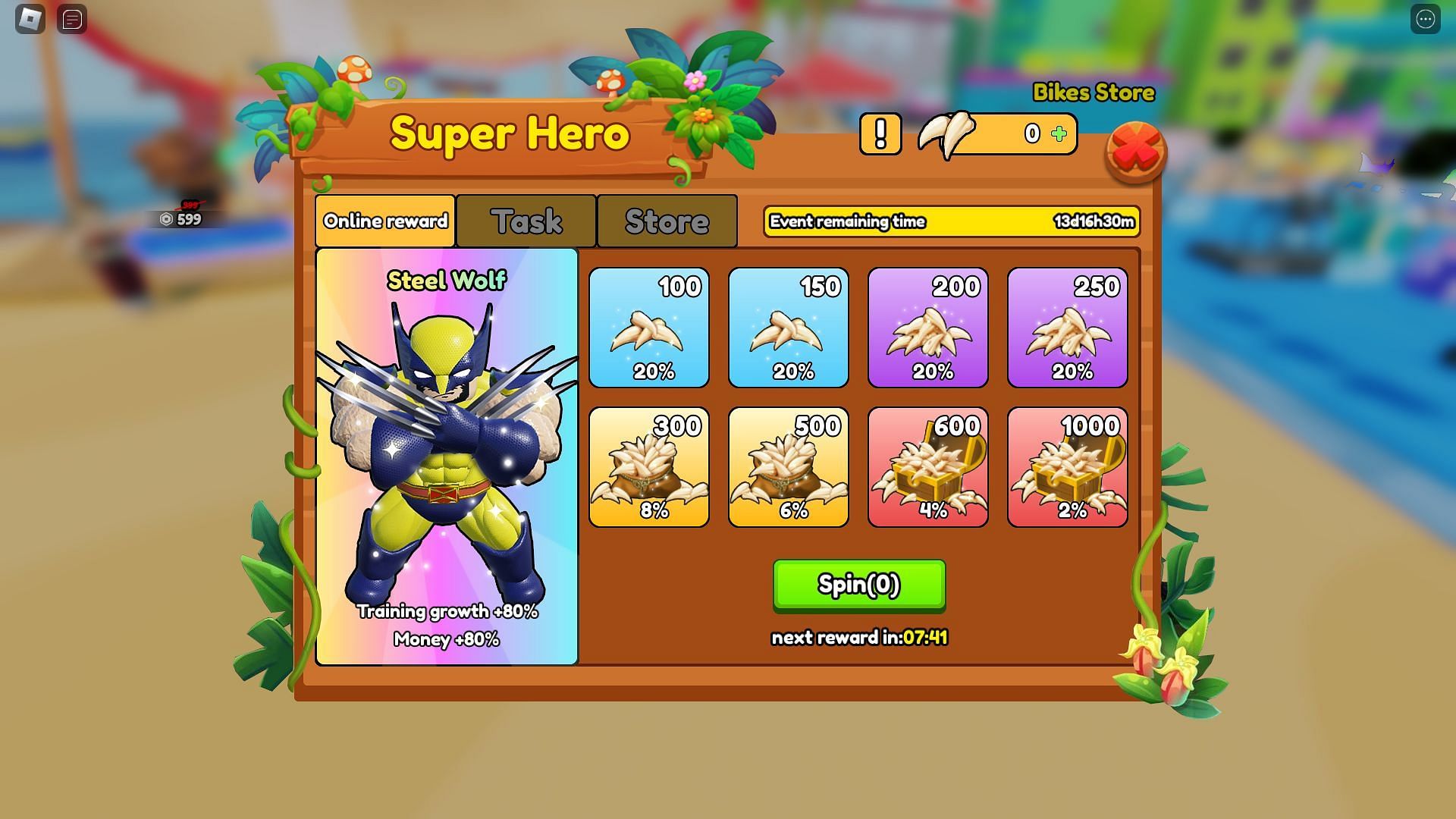 The Super Hero Event menu (Image via Roblox)