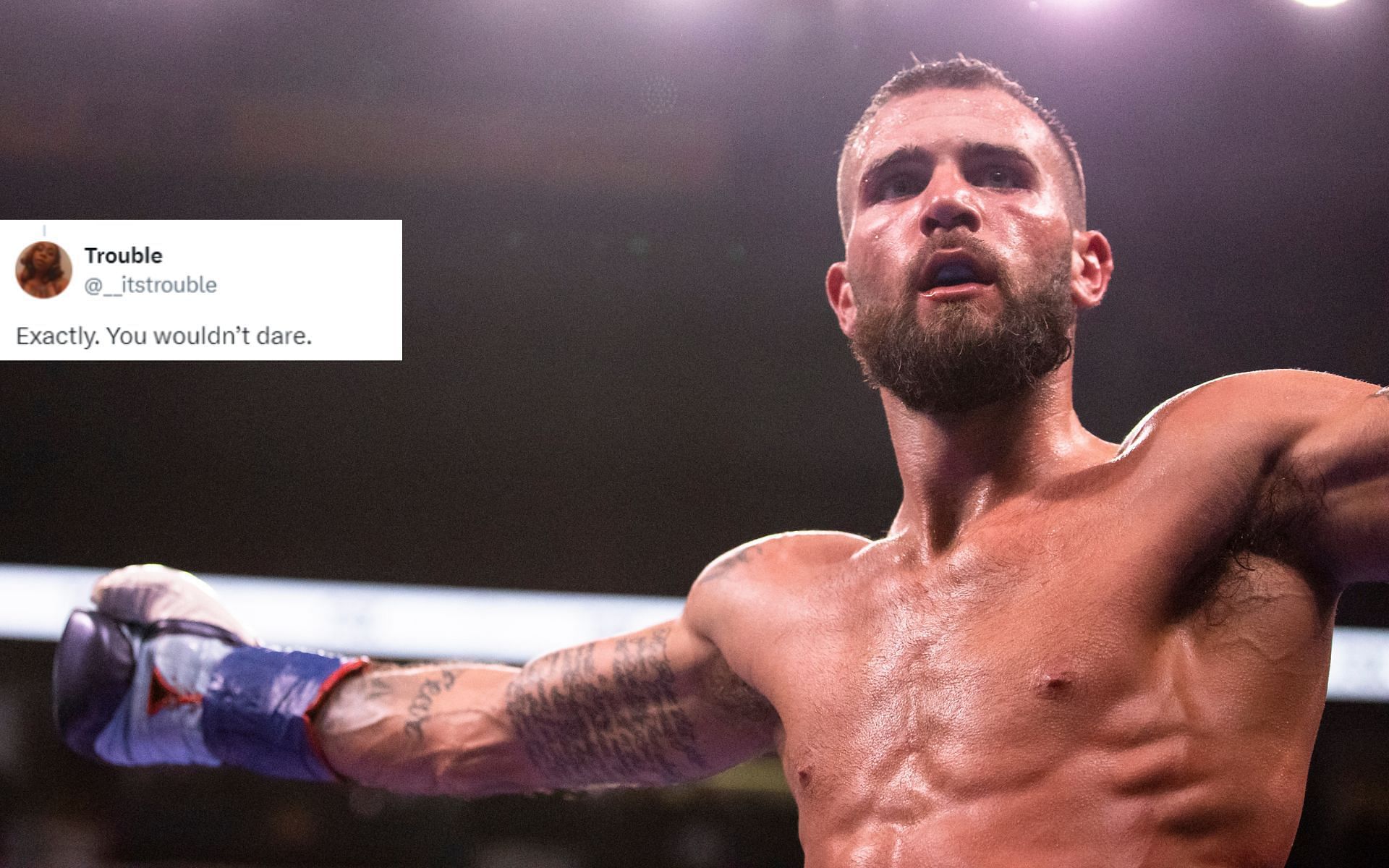 Caleb Plant (pictured) is well-known for his pugilistic prowess and fearless demeanor in and out of the ring [Images courtesy: Getty Images and @__itstrouble on X]