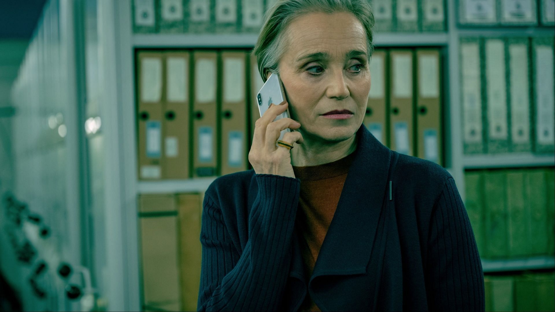 Slow Horses stars Kristin Scott Thomas as Diana Taverner. (Image via Apple TV+)