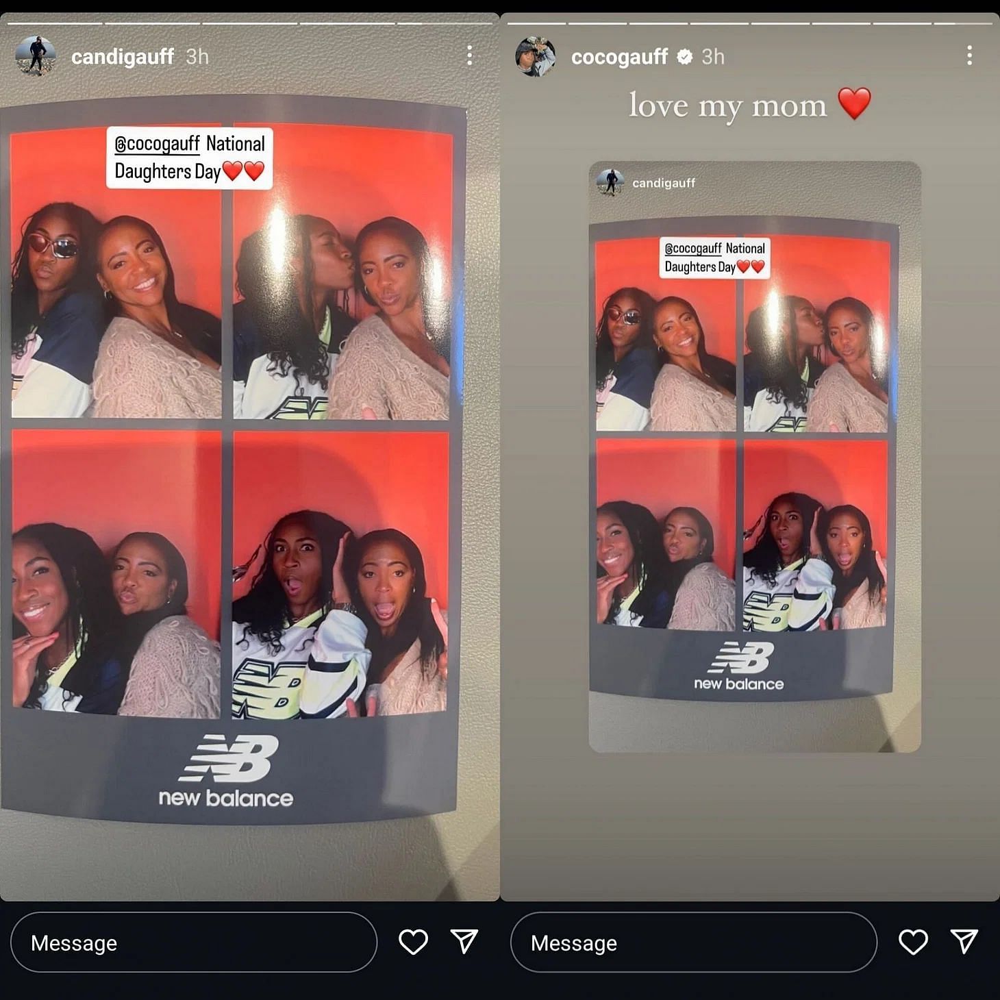 Screengrab of Candi Gauff (L) & Coco Gauff's (R) Instagram stories (@candigauff/@cocogauff)