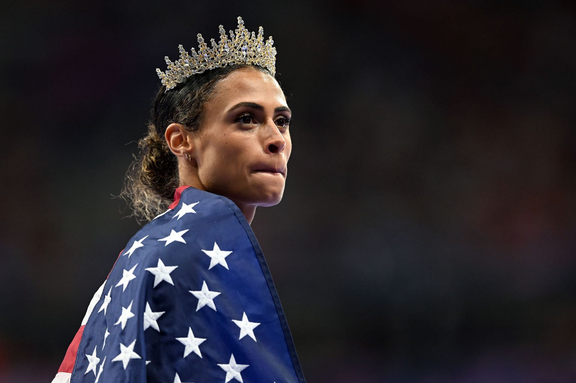 Sydney McLaughlin-Levrone after the Women&#039;s 400m Hurdles Final at the Olympic Games 2024 at Stade de France in Paris. (Photo by Getty Images)