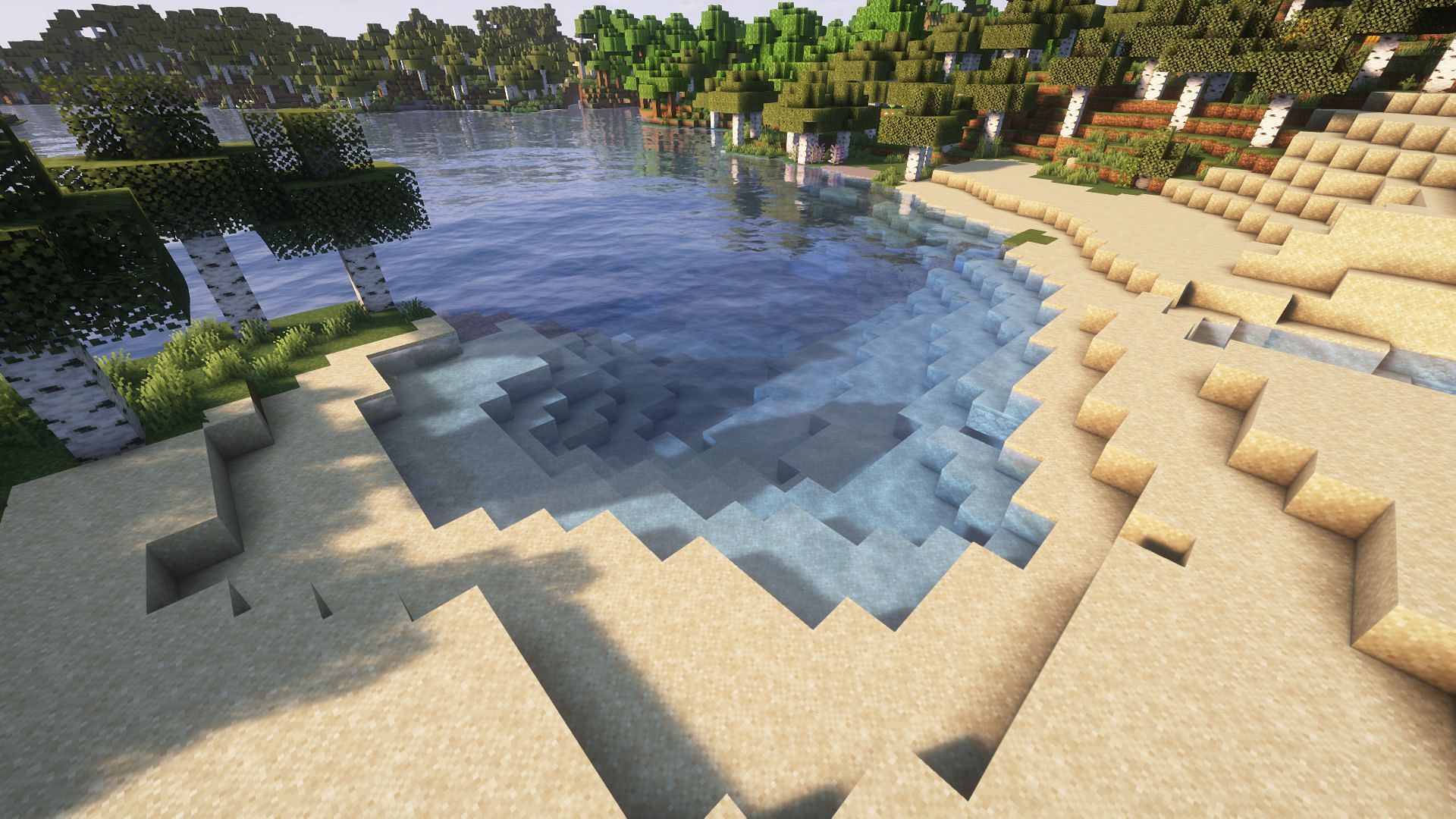 Look for a random piece of shoreline to test the command at first (Image via Mojang)