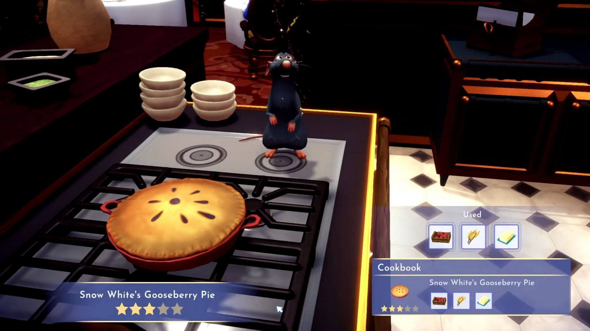 Snow White&#039;s Gooseberry Pie can be sold for Star Coins as well as consumed for energy (Image via Gameloft)