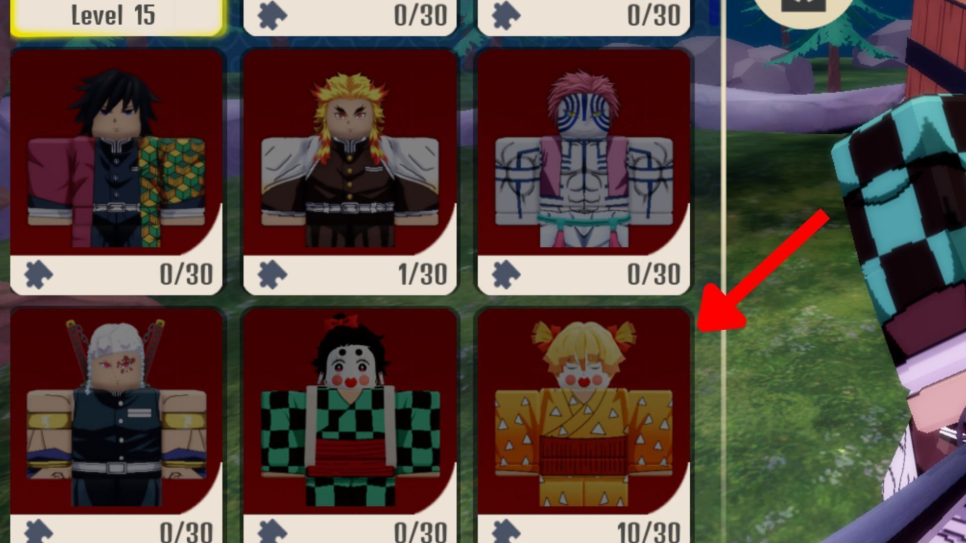 Unlock Zenitsu (Yoshiwara) by collecting its 10 pieces (Image via Roblox)