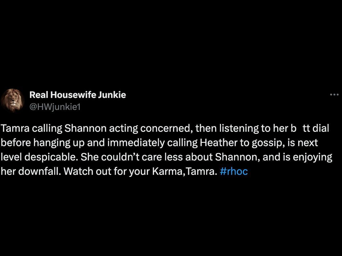 RHOC fans criticize Tamra Judge (Image via X/@HWjunkie1)