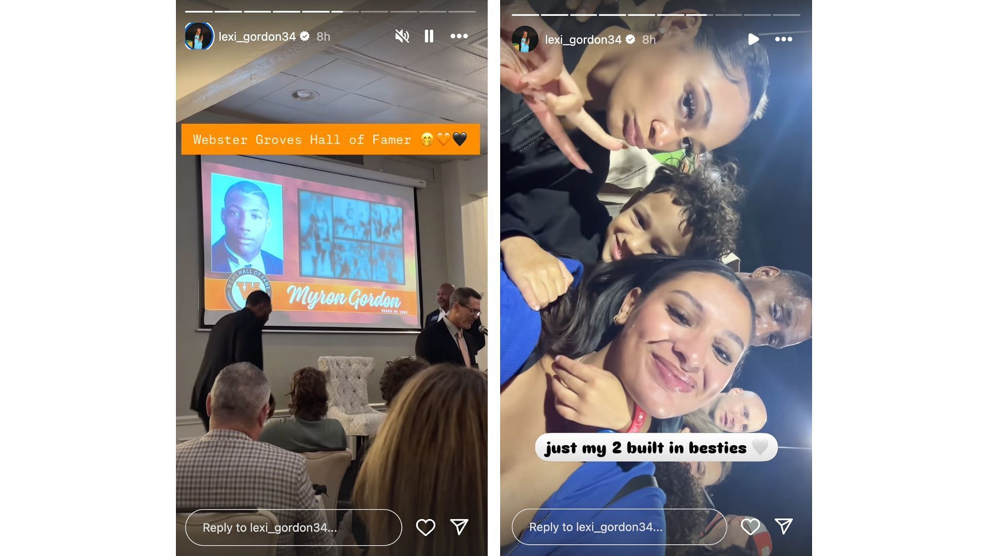 Lexi Gordon posts photos of the her family celebration Myron Gordon's HOF event. Photo Credits: Lexi Gordon's IG account