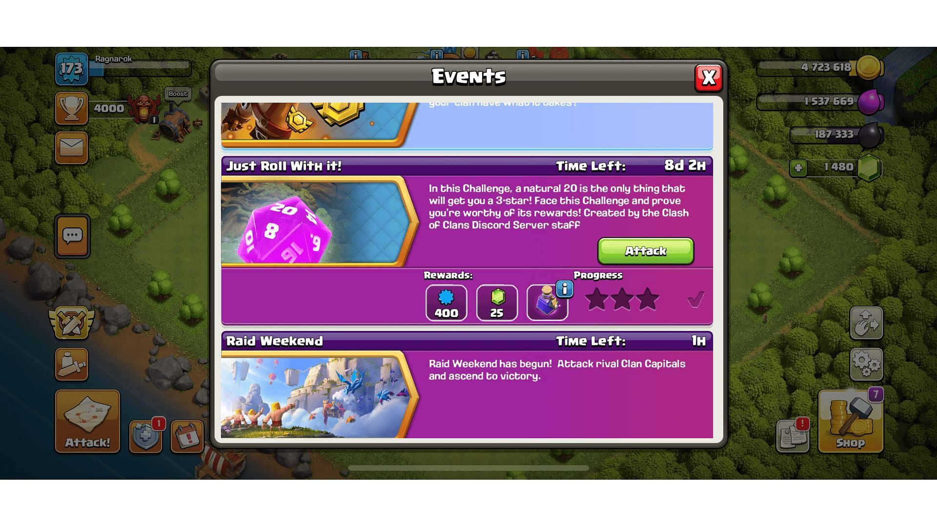 Rewards for completing the Just Roll With It challenge (Image via Supercell)