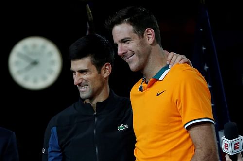 Novak Djokovic and Juan Martin del Potro at the US Open 2018. (Image: Getty)