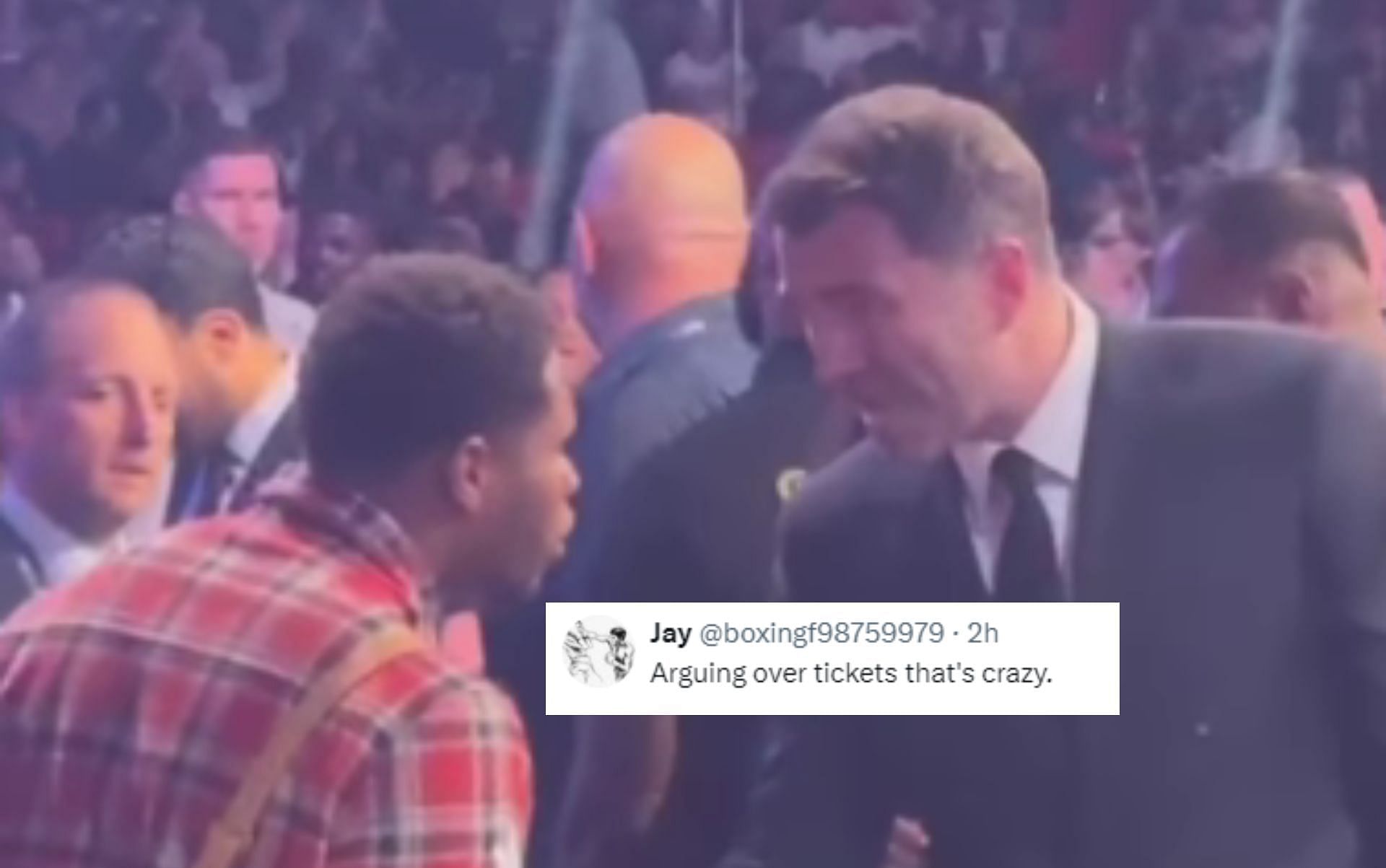 Fans react to the interaction between Devin Haney and Eddie Hearn at Wembley Stadium [Image courtesy: @connorbennofficial on Instagram]