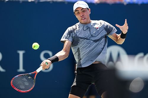 Brandon Nakashima in action at the National Bank Open (Picture: Getty)