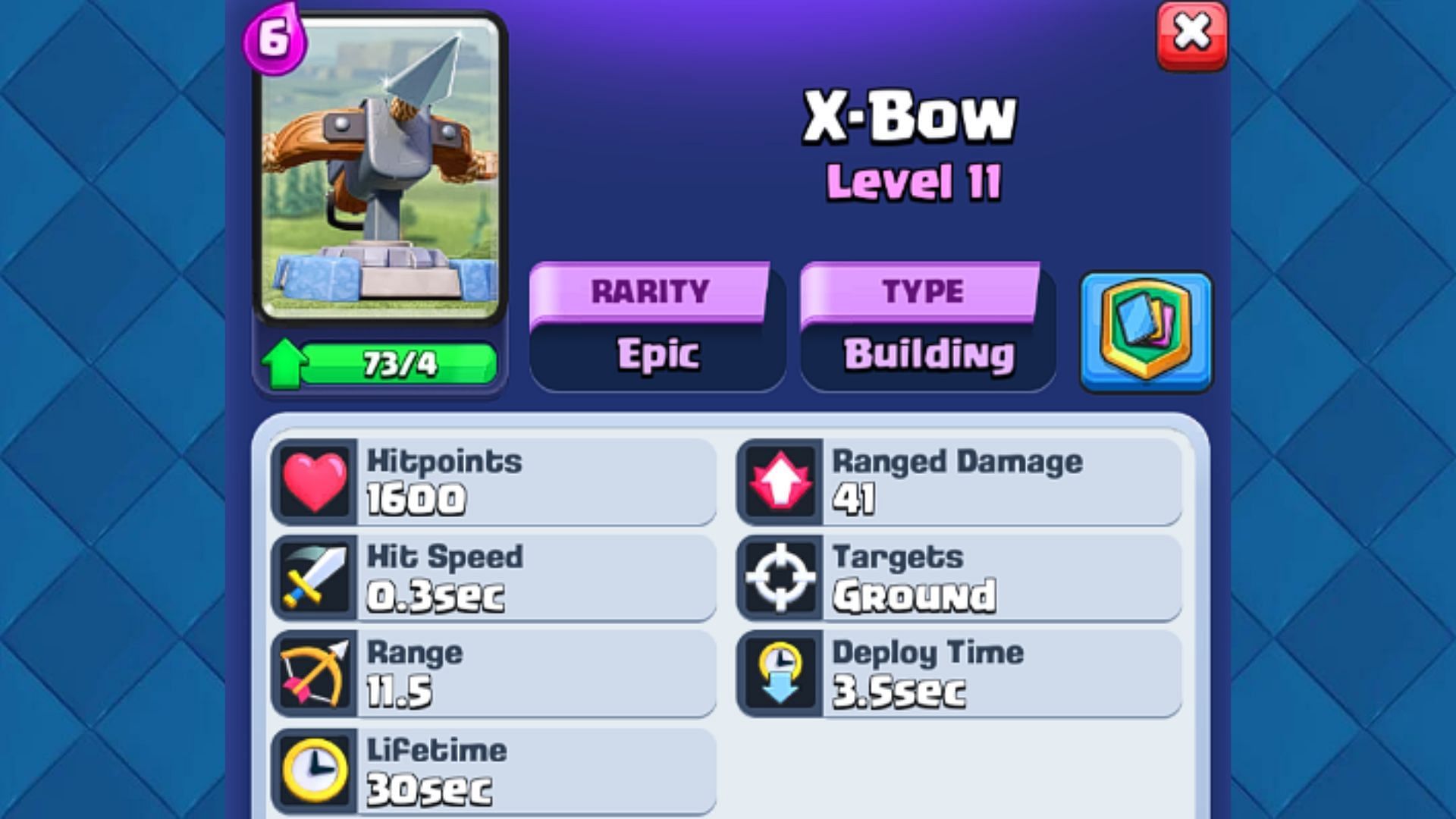 X-Bow Building card (Image via Supercell)