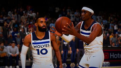 Minnesota Timberwolves squad in action (Image via 2K Games)