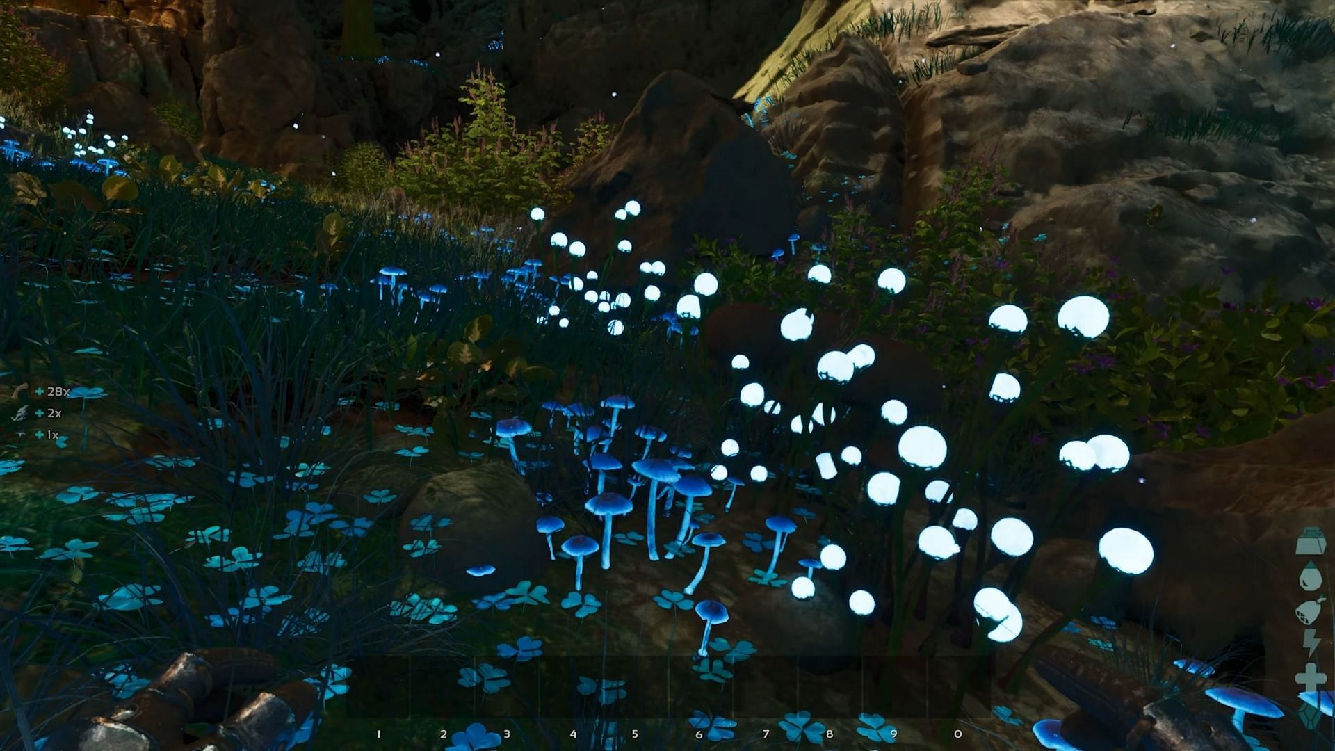 You can also gather mushrooms from these blue bulbs (Image via Studio Wildcard)