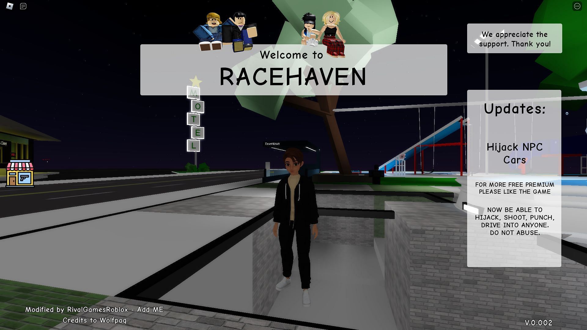 Title screen for Racehaven RP (Image via Roblox)