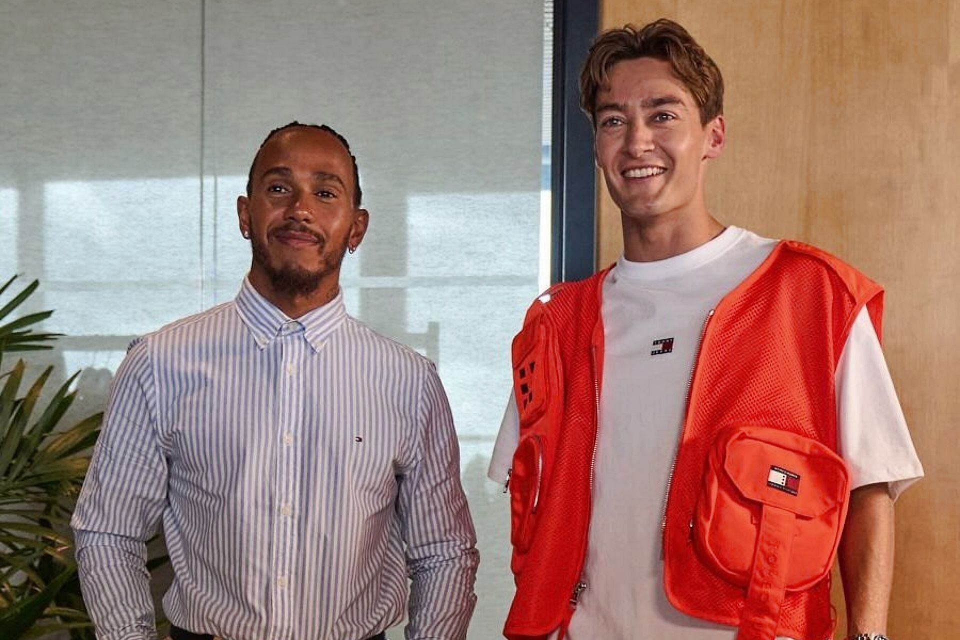 Lewis Hamilton (L) and George Russell (R) (Image via X/@MercedesAMGF1)