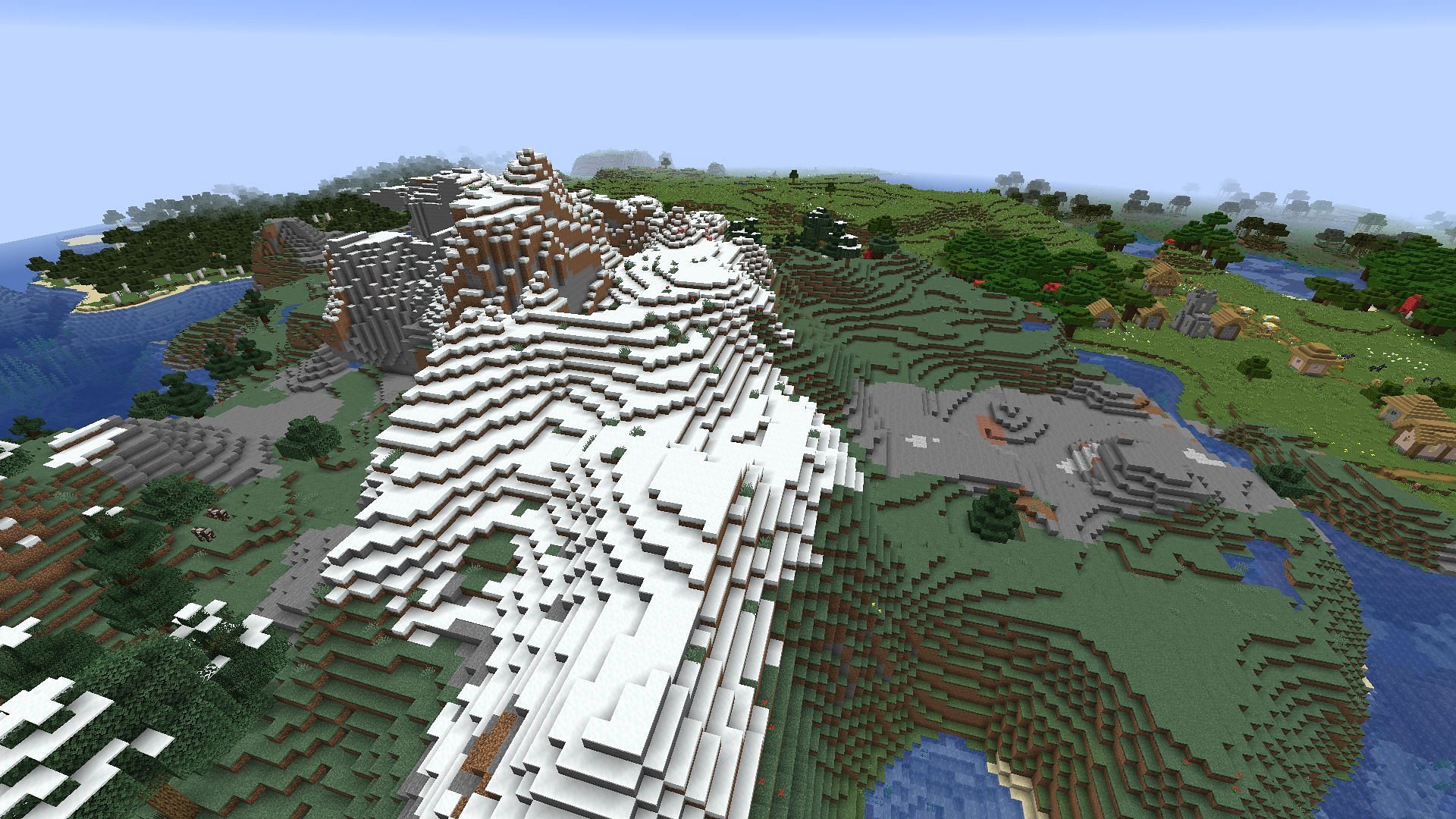 Mountain next to a village (Image via Mojang)