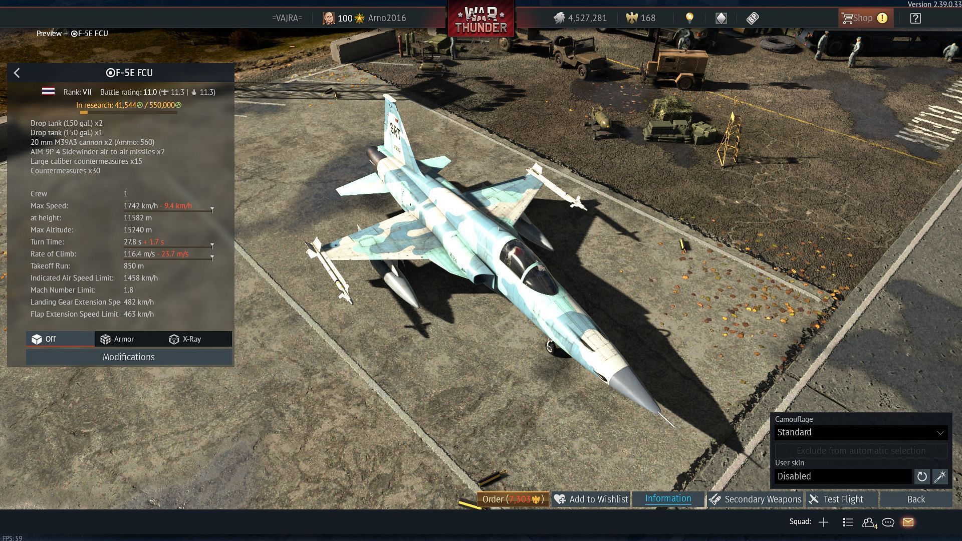 The F-5E FCU is a squadron vehicle (Image via Gaijin Entertainment)