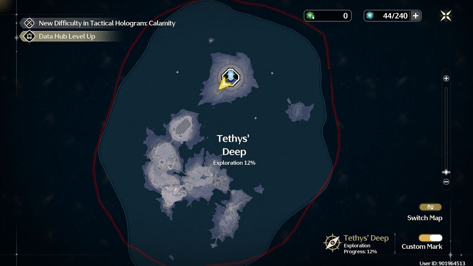 Tethys&#039; Deep region on the map (Image via Kuro Games)