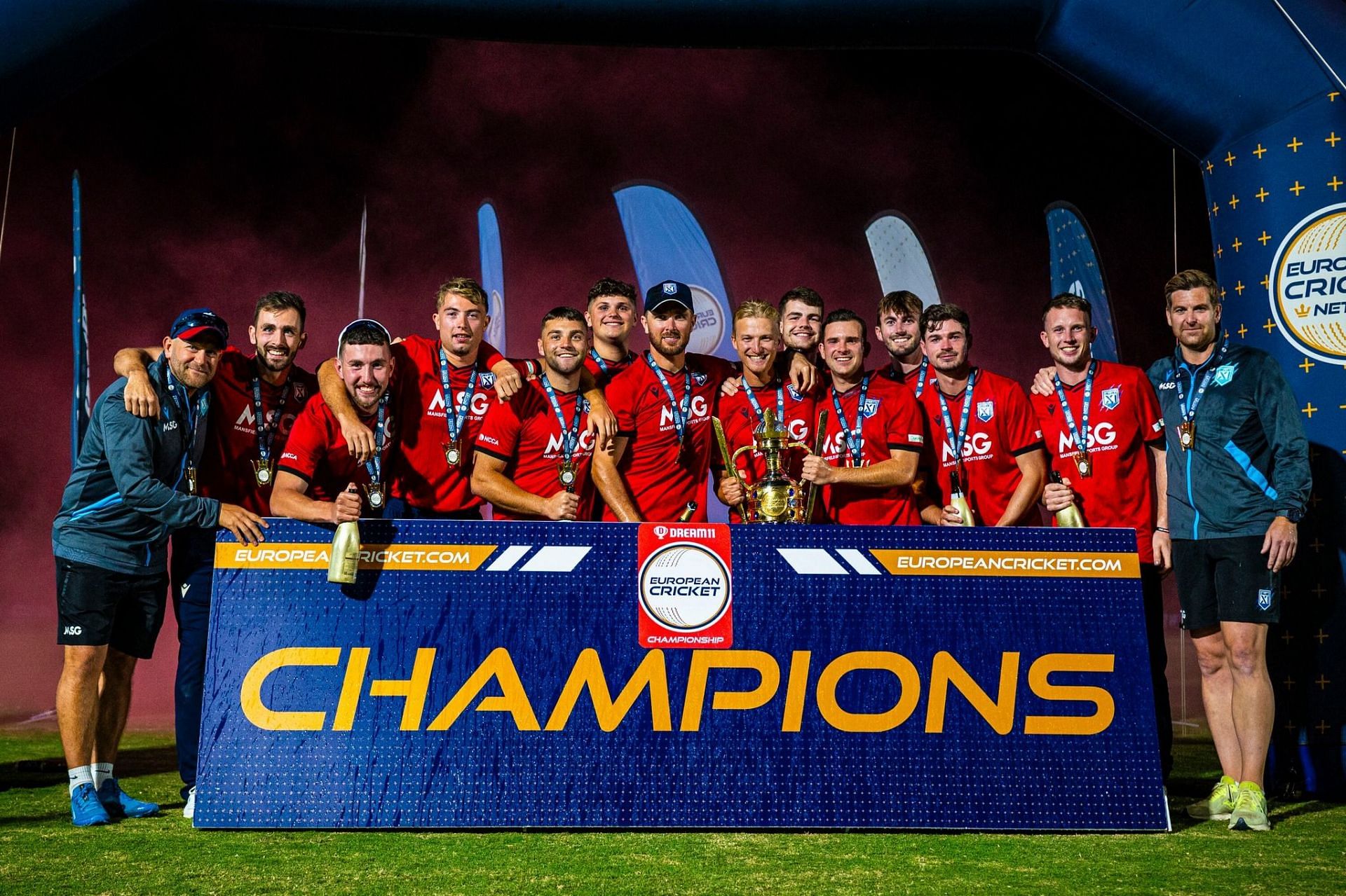 England XI defending chmapions of the European Cricket Championship 2023 (Credits: Cricketineurope)