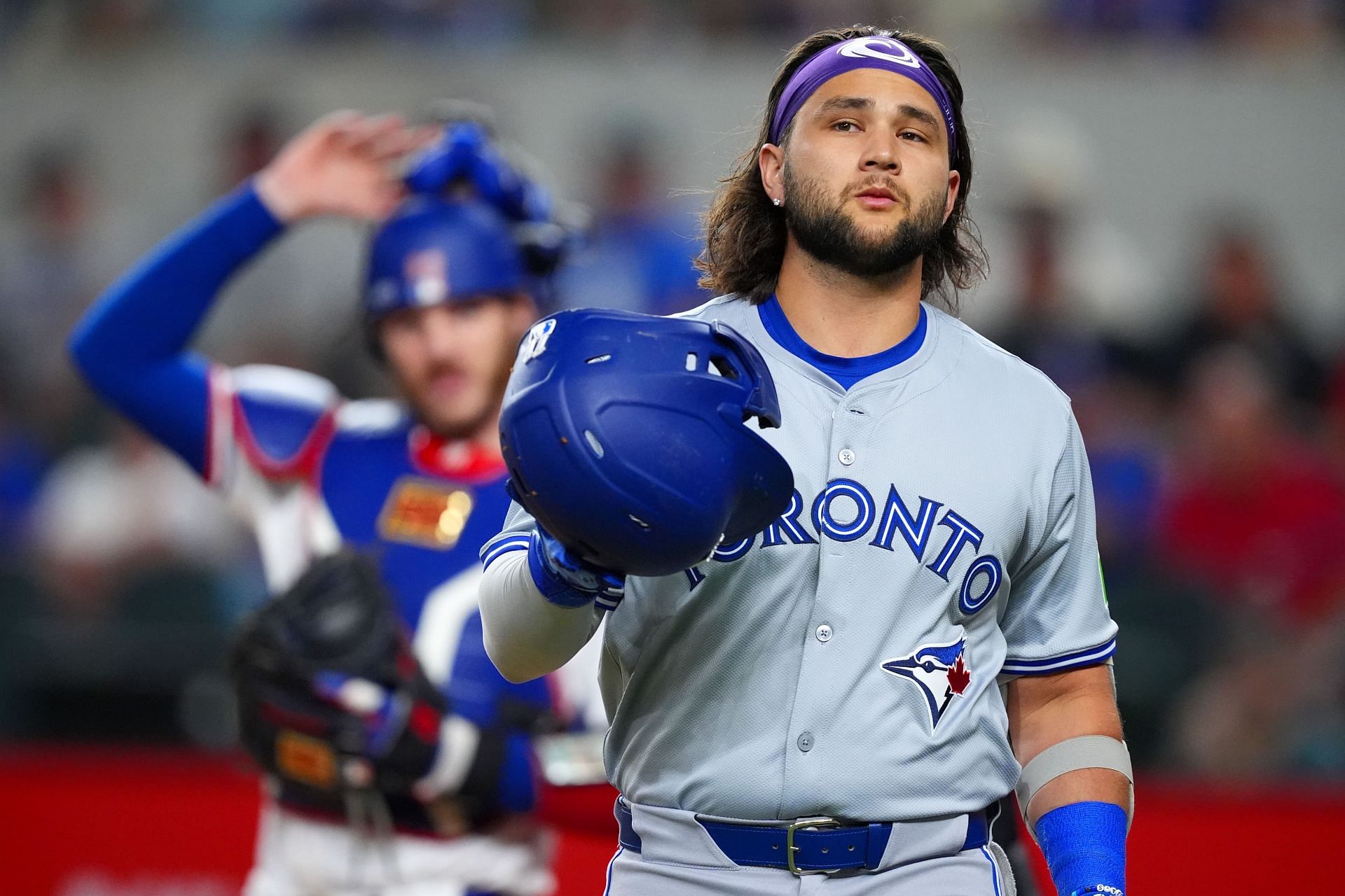 Bo Bichette in action against the Texas Rangers - Source: Getty