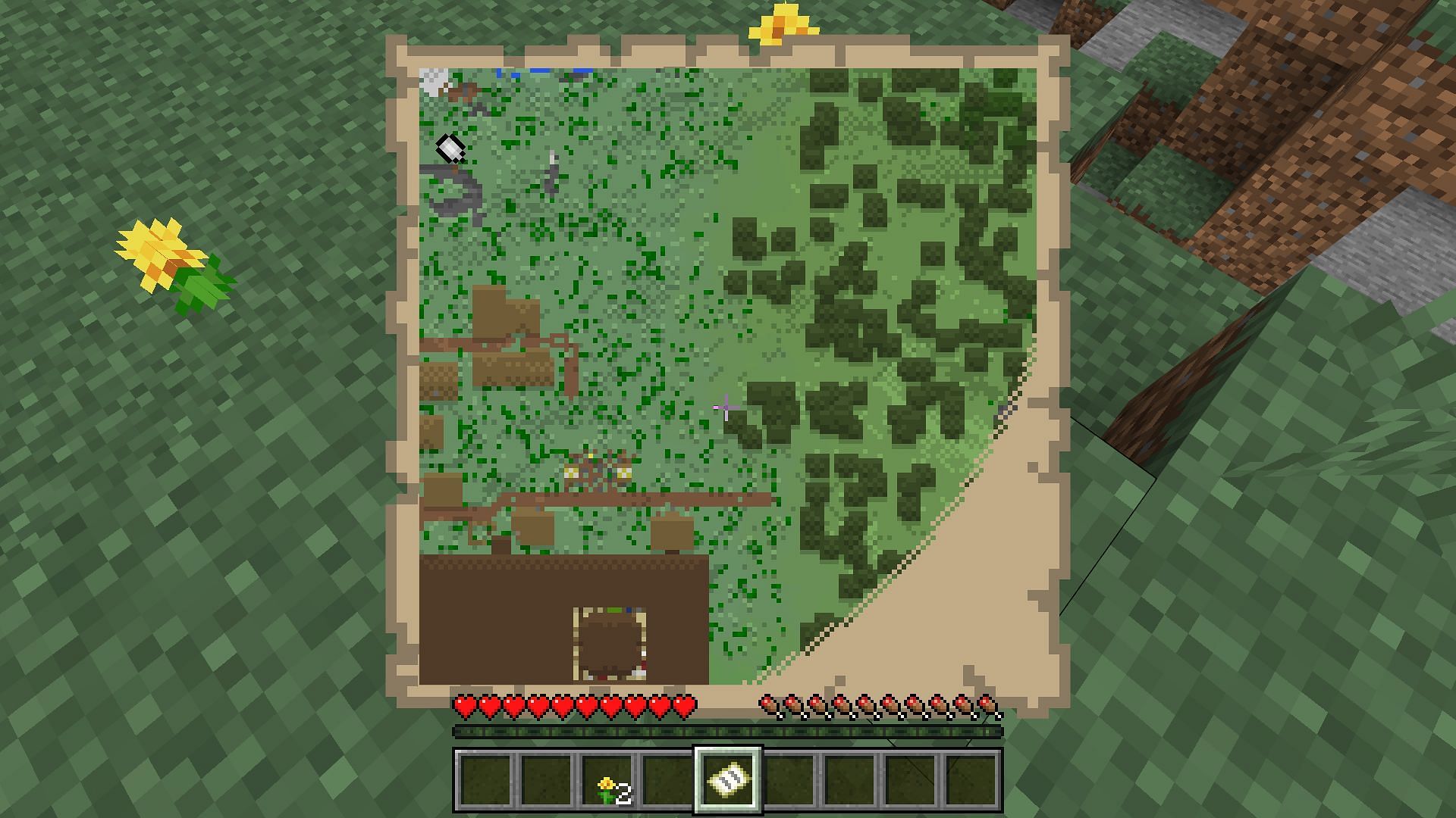 Using a locator map in Minecraft (Image via Mojang)