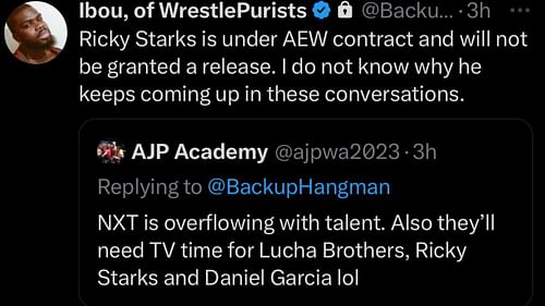 Ibou of WrestlePurists shared an update on Ricky Starks' rumored contract status [Source: X/Twitter]