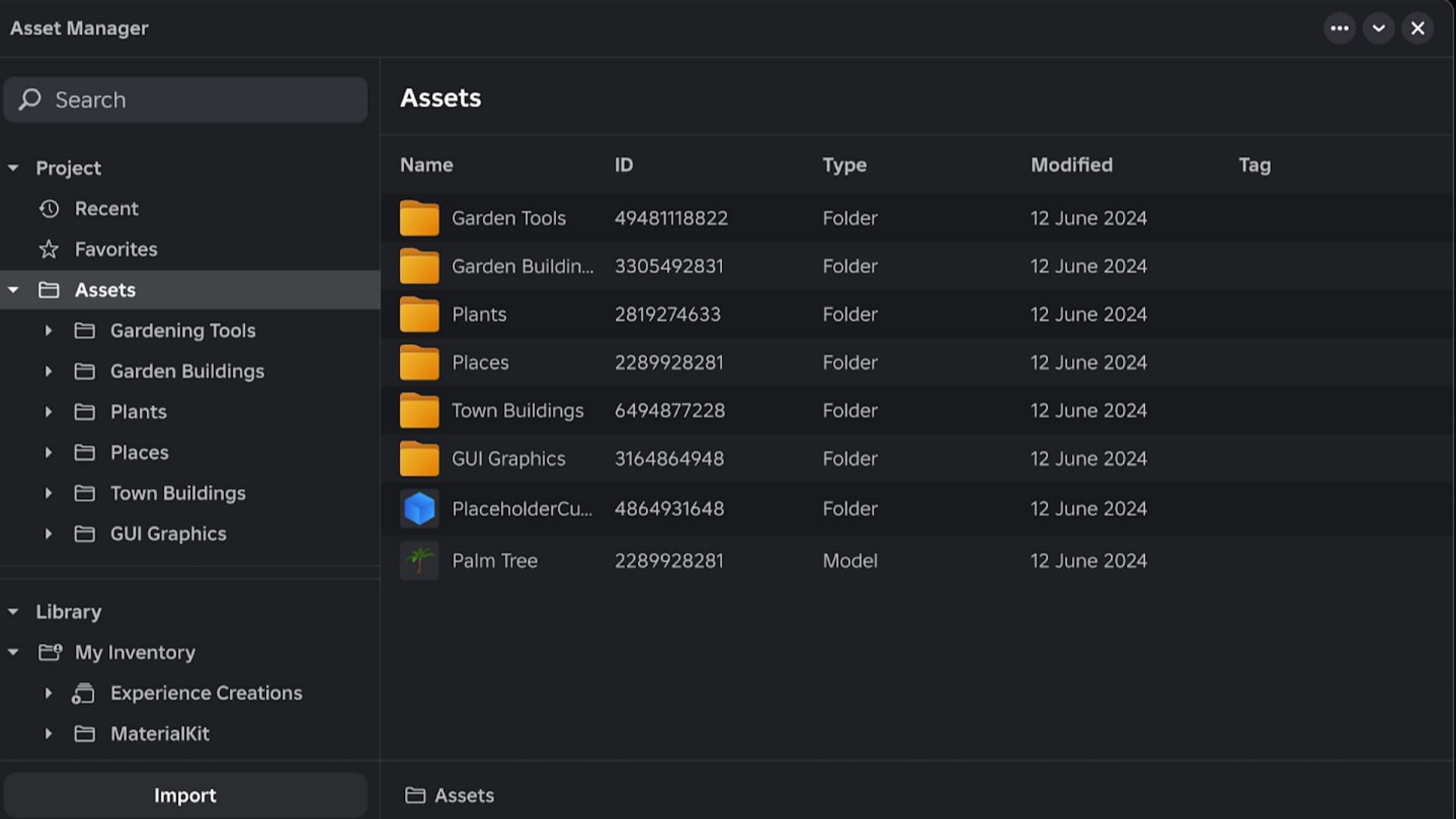 Sample image of the Asset Manager (Image via Roblox Dev Forum)