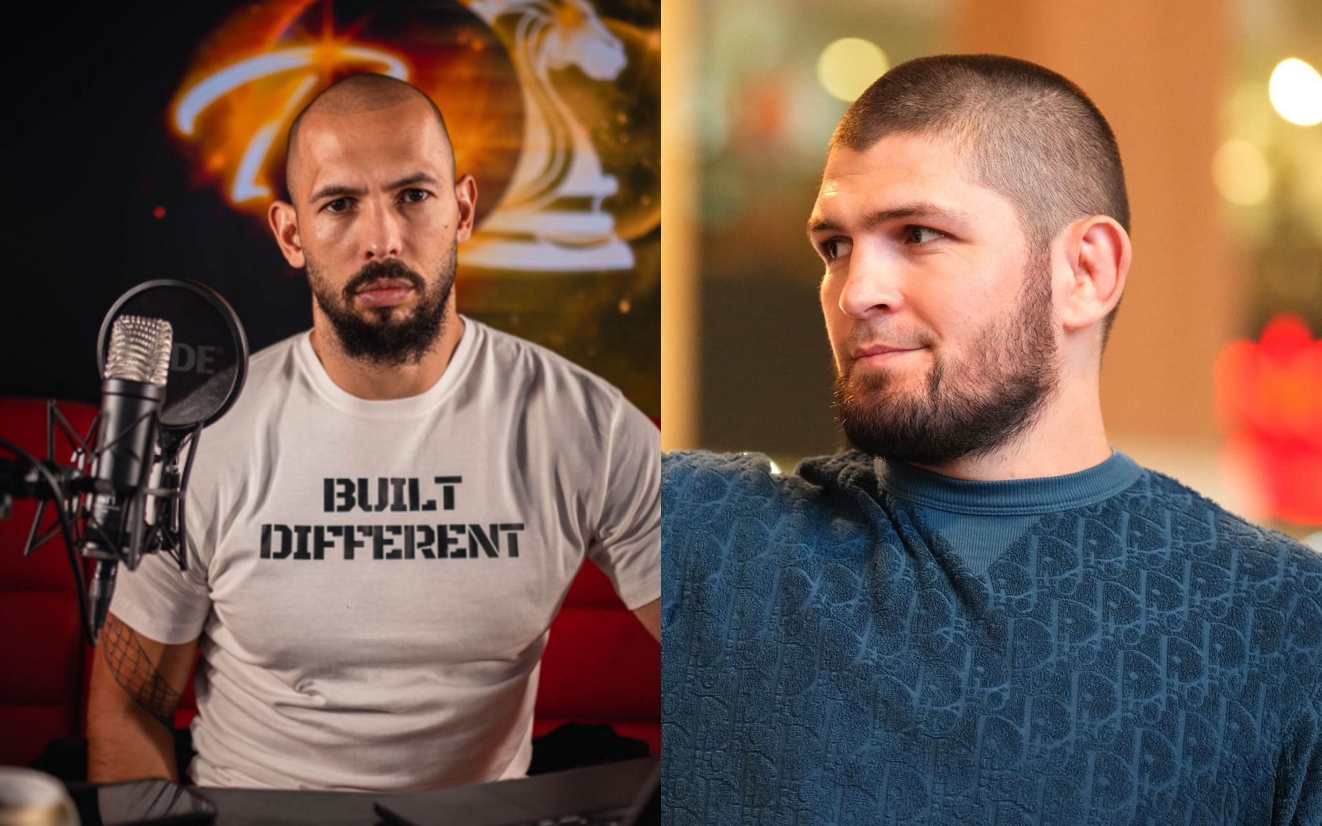 Andrew Tate (left) waxed lyrical about Khabib Nurmagomedov (right) after UFC 229 [Images courtesy: @Cobratate on X and Getty Images]