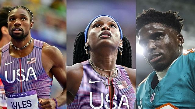 Noah Lyles, Twanisha Terry, and Tyreek Hill (Images via: All three via Getty)