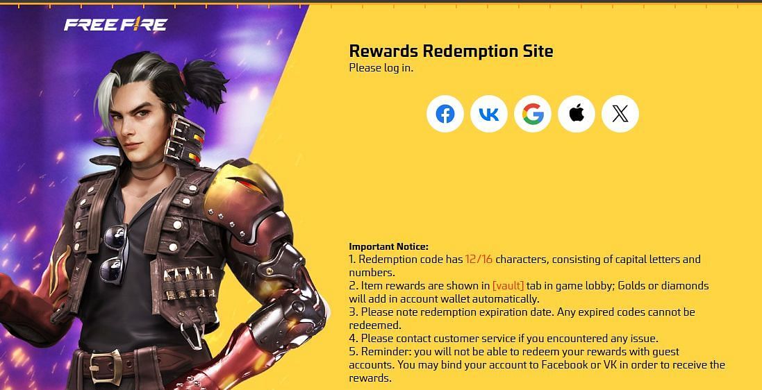 रिडीम कोड (Image via reward.ff.garena.com)