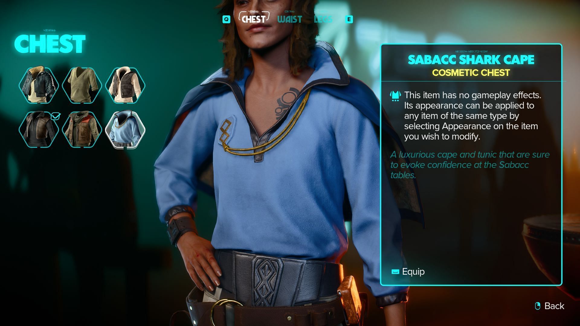 Customize Kay using the equipment tab or the closet in Tohara (Image via Ubisoft)