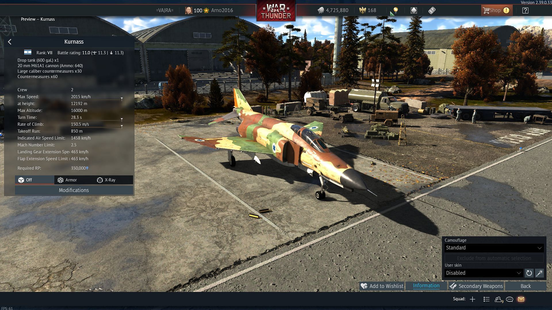 The Kurnass is akin to the F-4E Phantom II (Image via Gaijin Entertainment)