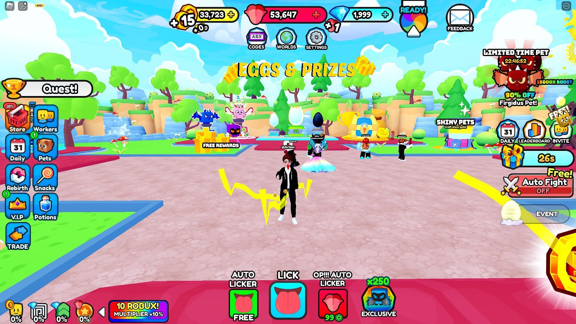 Gameplay screenshot from Lick Simulator (Image via Roblox)