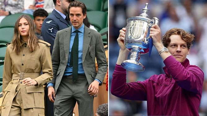 Maria Sharapova's fiance Alexander Gilkes congratulates Jannik Sinner after couple witness Italian's US Open 2024 triumph in person