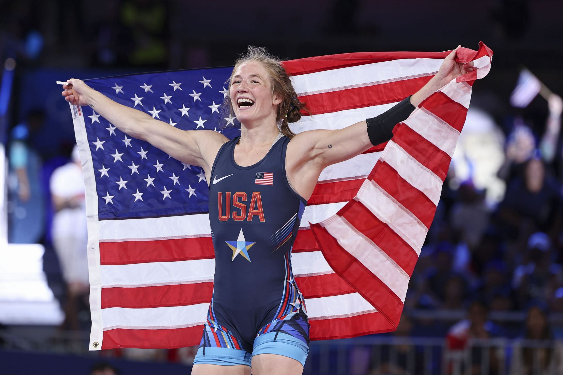 Sarah Hildebrandt celebrating her victory at the Paris Olympics [Image Source: Getty]