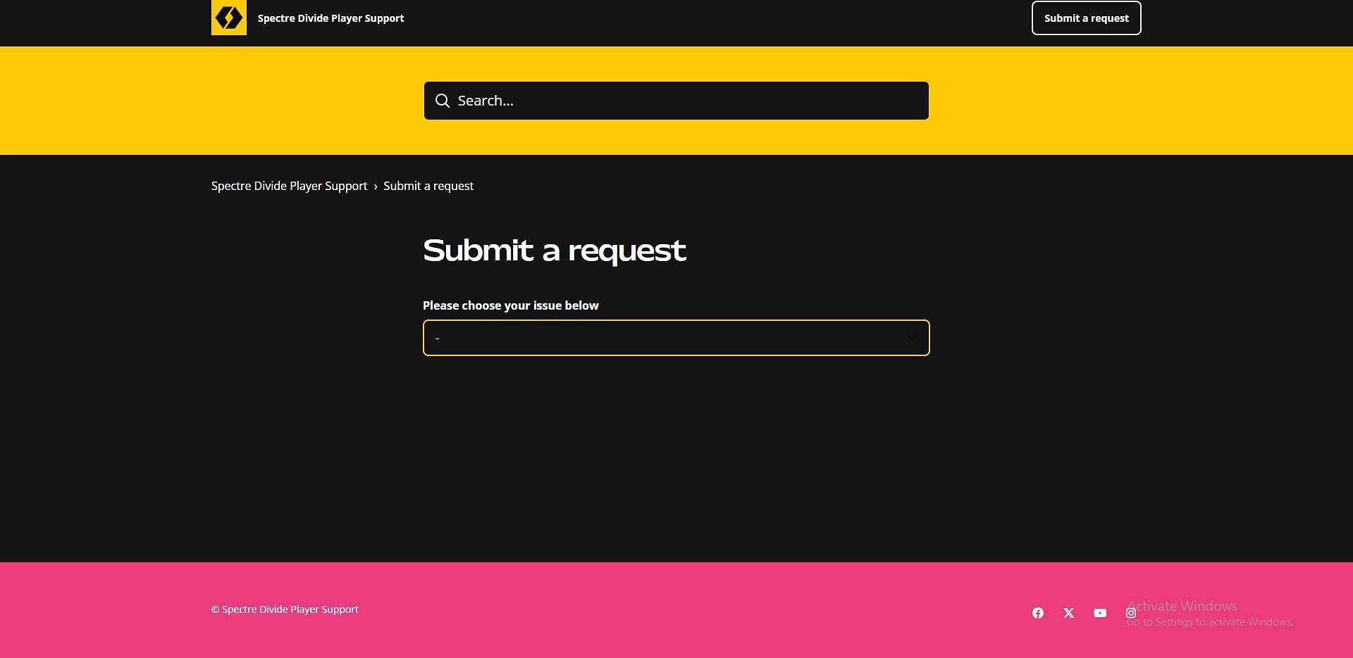 The Submit Request page on the game&#039;s website (Image via Mountaintop Studios)