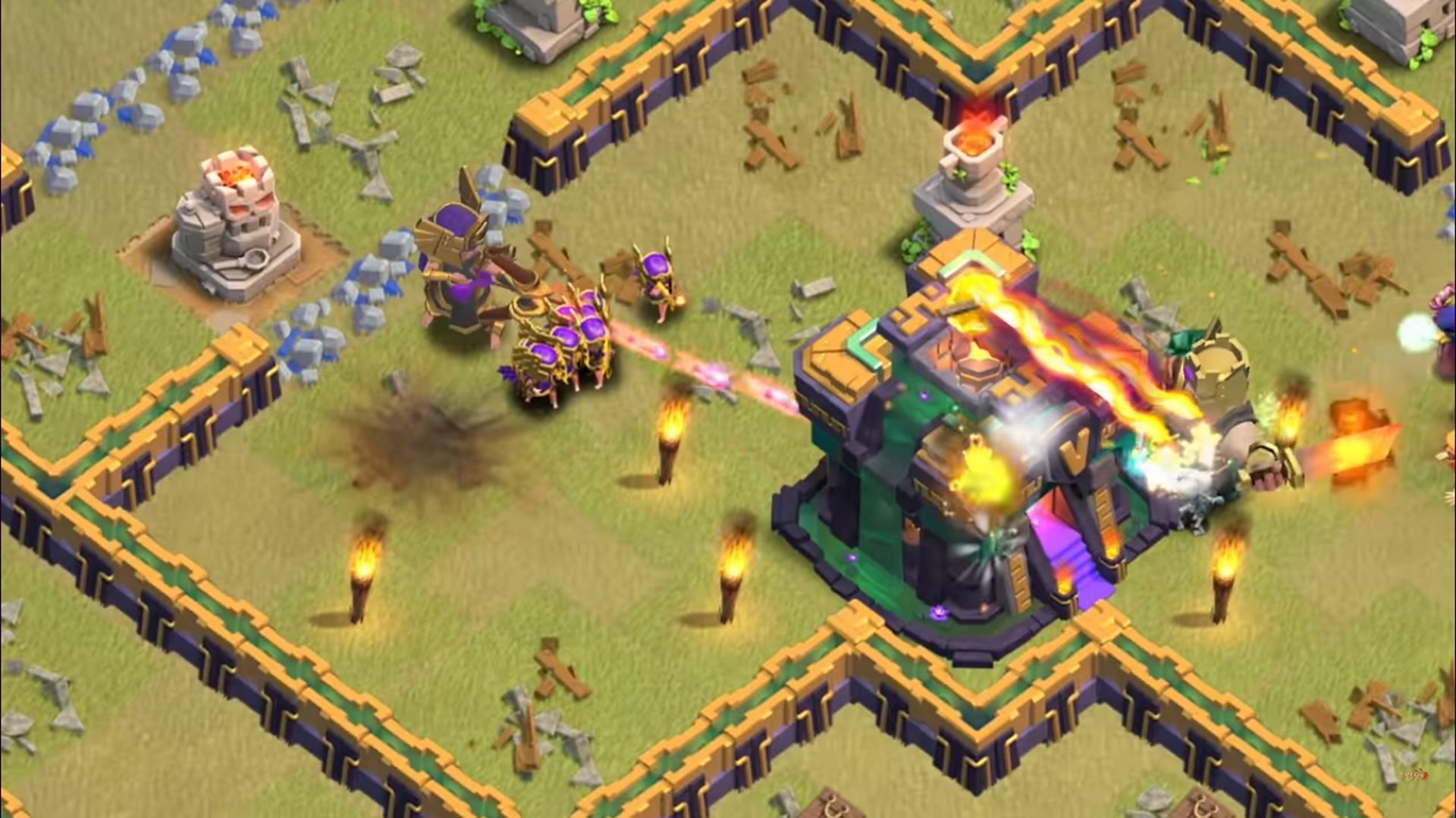 Archer Queen and mini-Archers attacking the Town Hall (Image via Supercell)