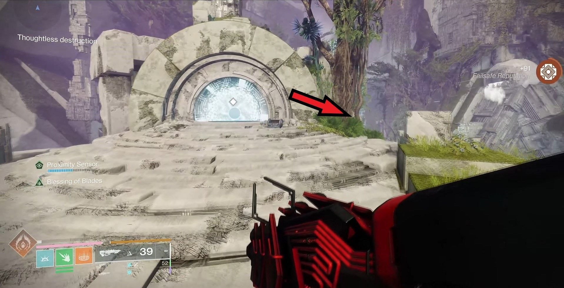 Countermand location after the first duo boss in Destiny 2 Encore mission (Image via YouTube/Esoterickk, Bungie)