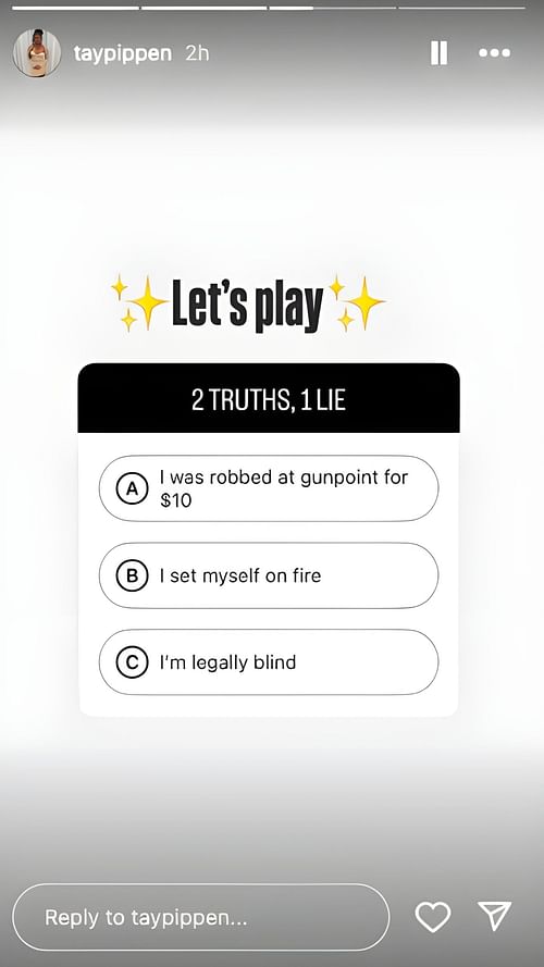Taylor Pippen's IG story