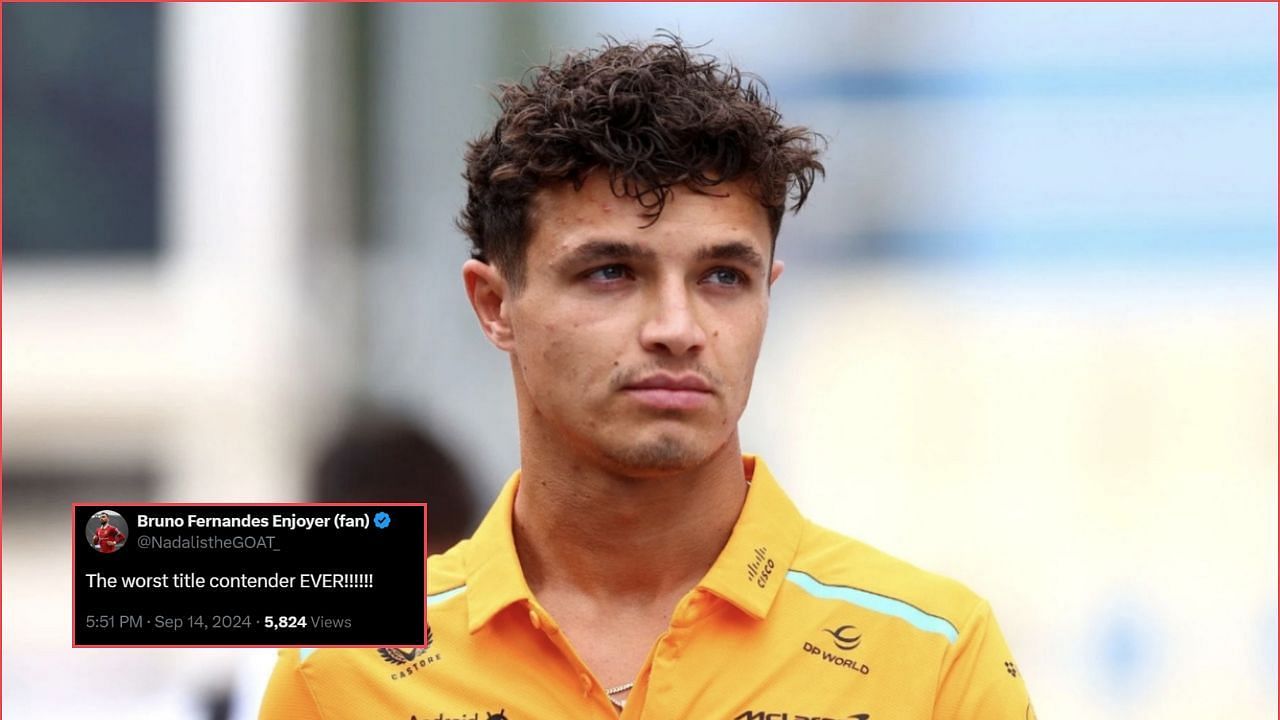 Lando Norris (foreground) Credit: Getty Images. Fan reaction by x.com/NadalistheGOAT_