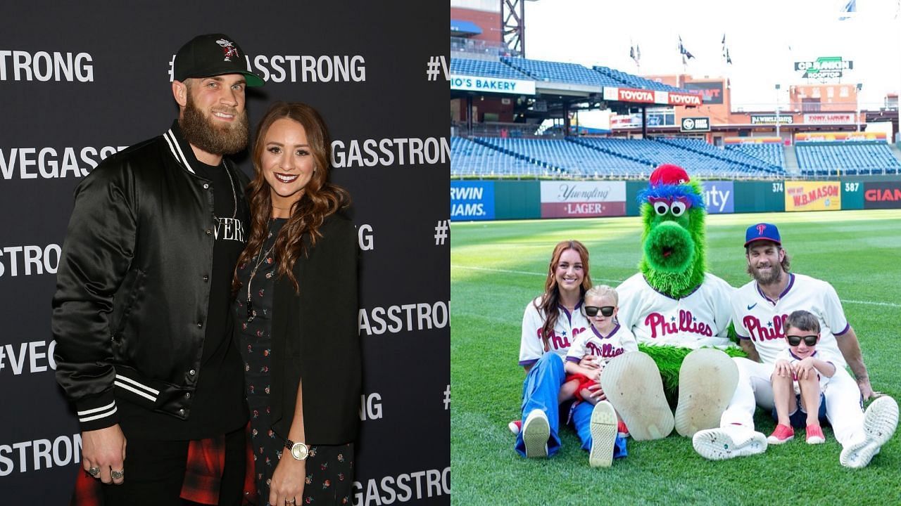 Bryce Harper shares sweet moments with wife Kayla &amp; children at Citizens Park post Phillies