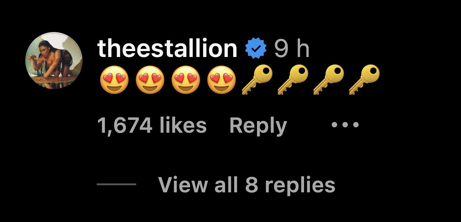 Megan Thee Stallion&#039;s comment on GloRilla&#039;s post (Image via Instagram/@glorillapimp)