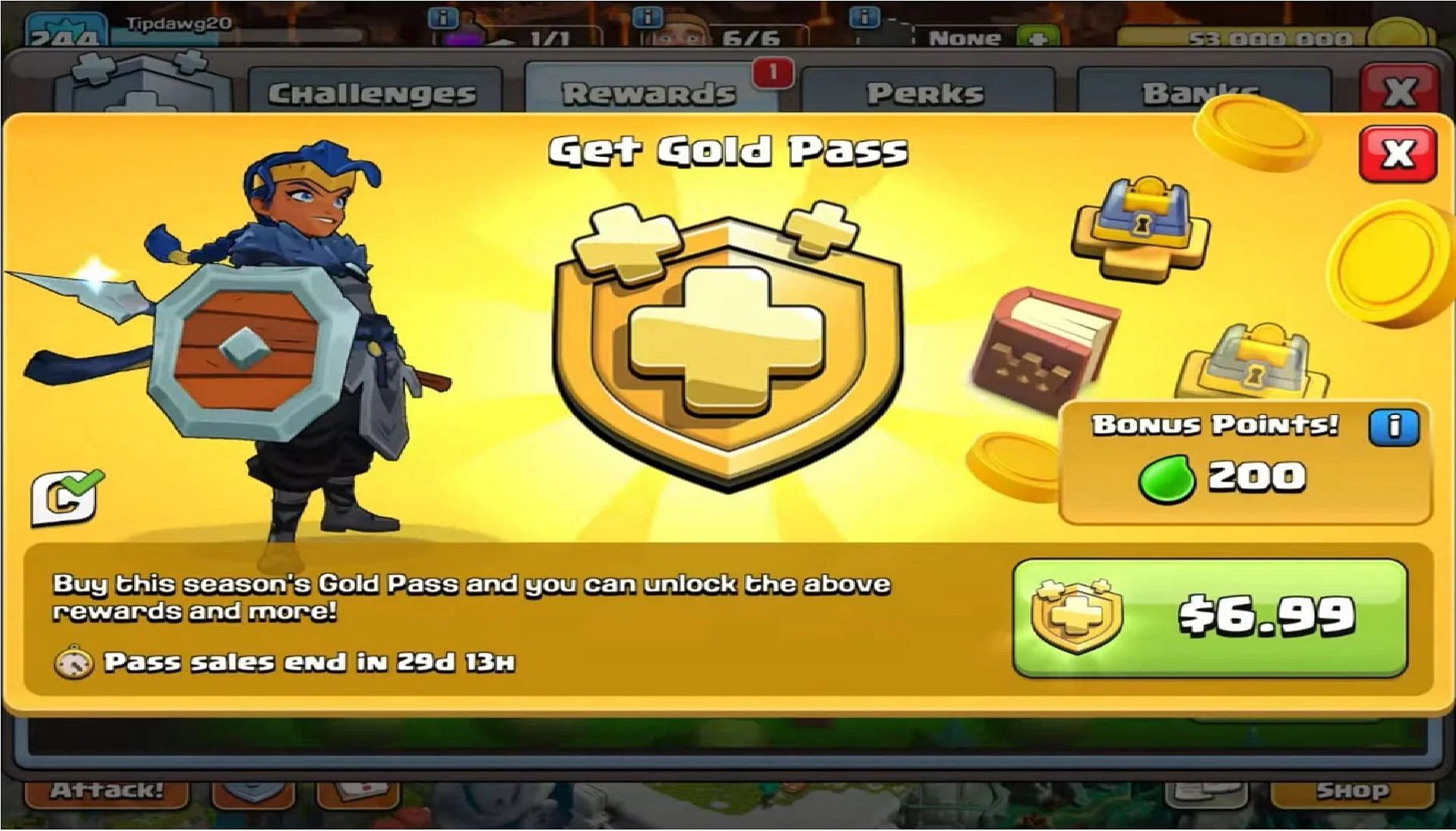 The Gold Pass is available for $6.99 [not the image of this month&#039;s special hero skin] (Image via Supercell)