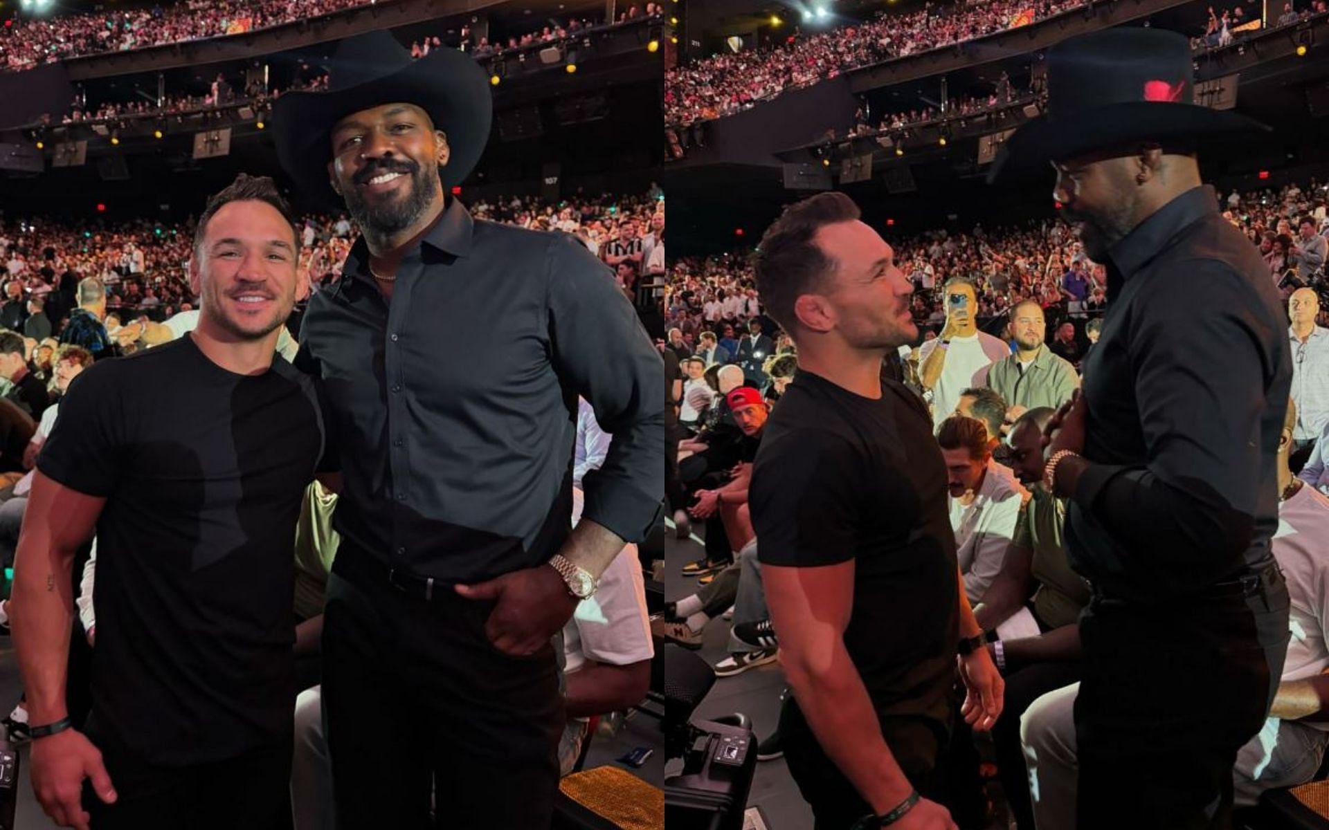 Michael Chandler (left) and Jon Jones (right) at Noche UFC 306. [Image credit: @mikechandlermma on Instagram]