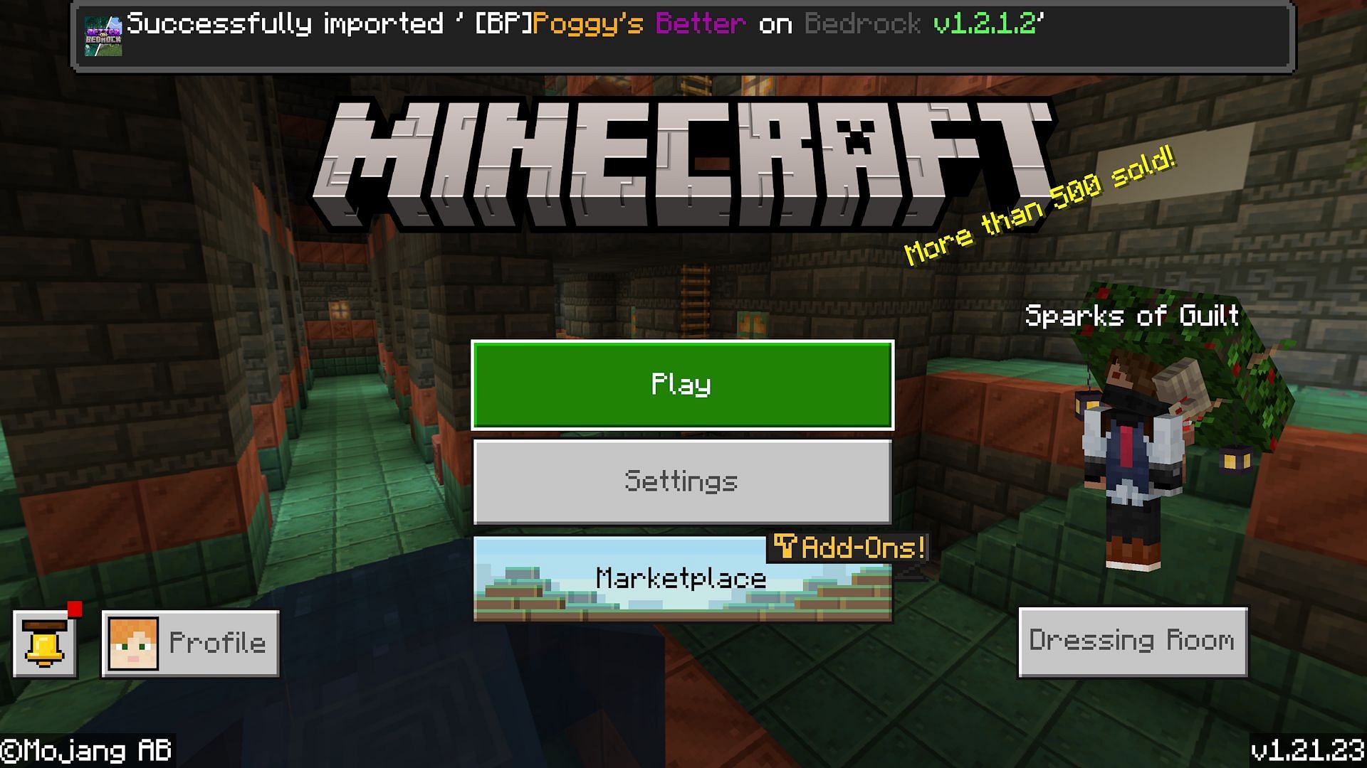 The add-on import prompt as seen within Bedrock (Image via Mojang)