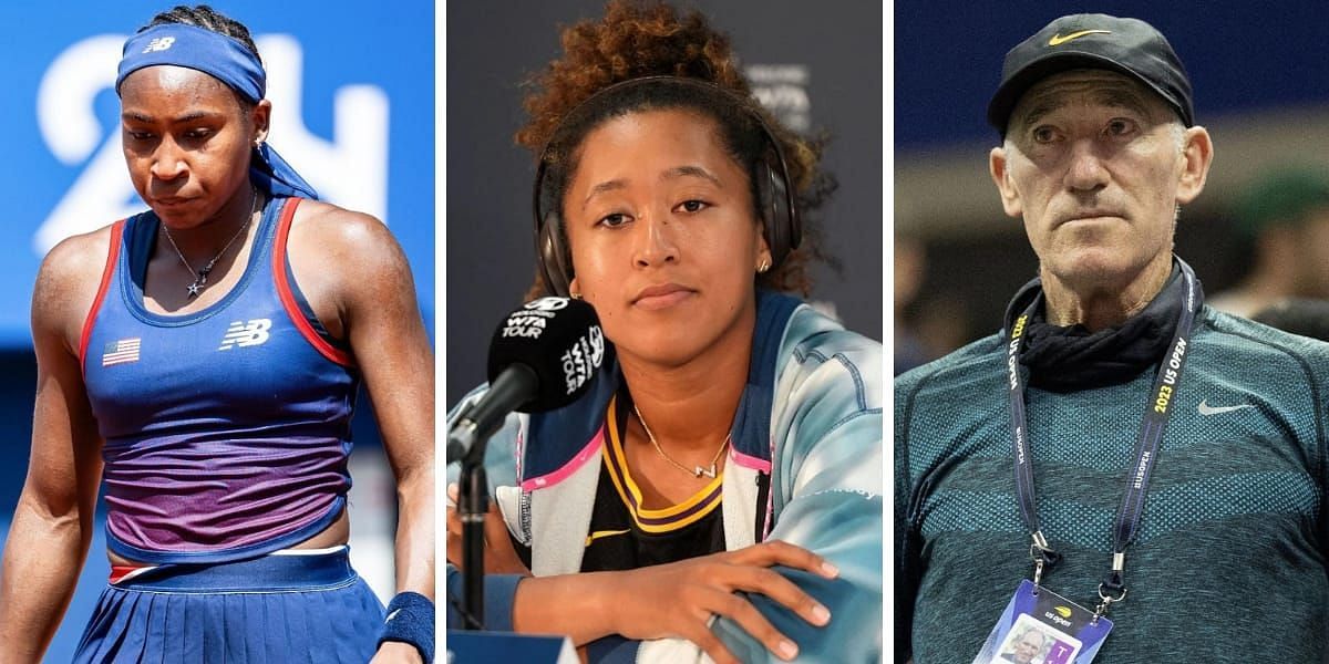 Coco Gauff (L), Naomi Osaka (C) &amp; Brad Gilbert (R) (Image source: GETTY)