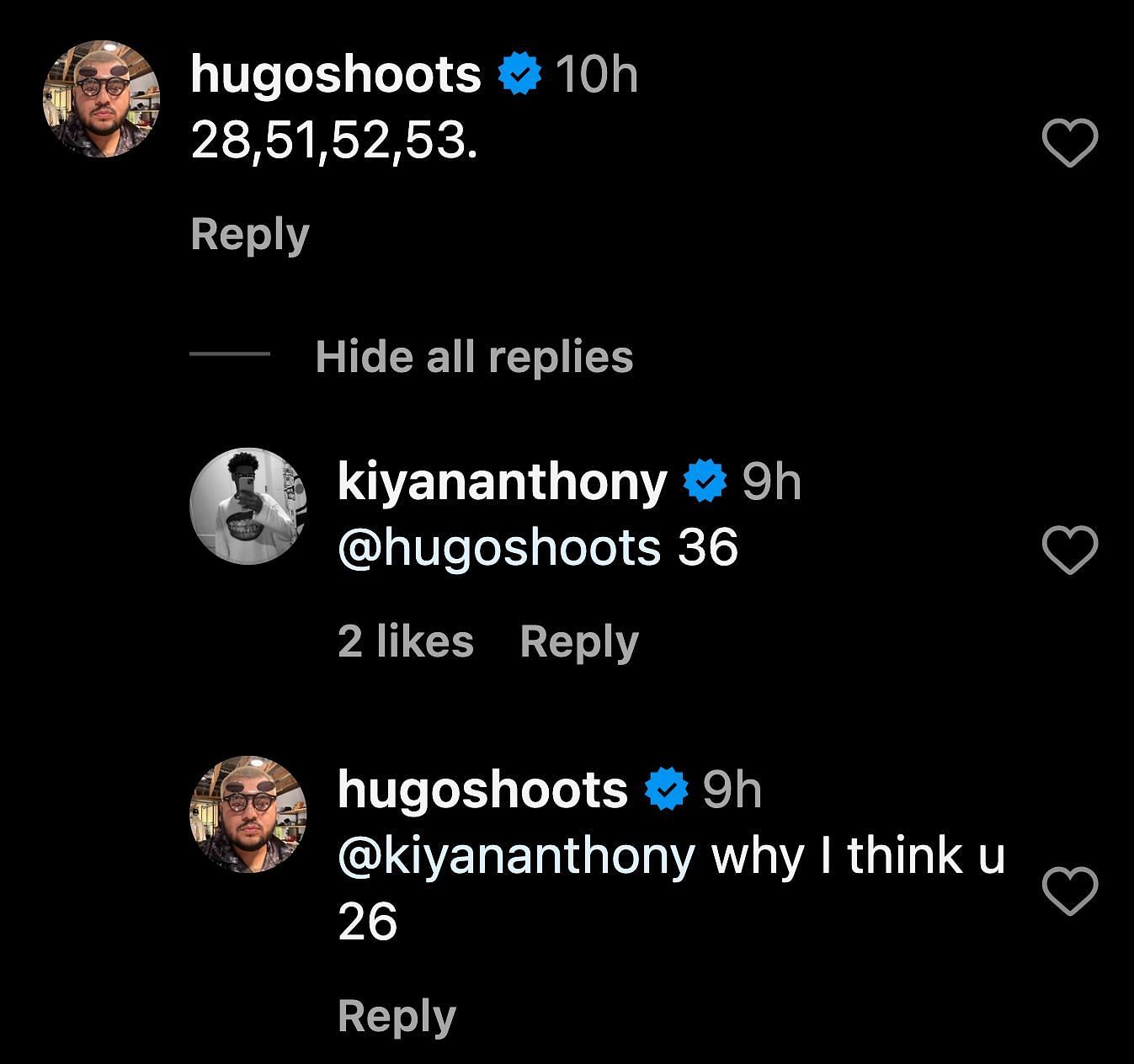 Kiyan Anthony&#039;s reply (image credit: instagram/sportscenternext)