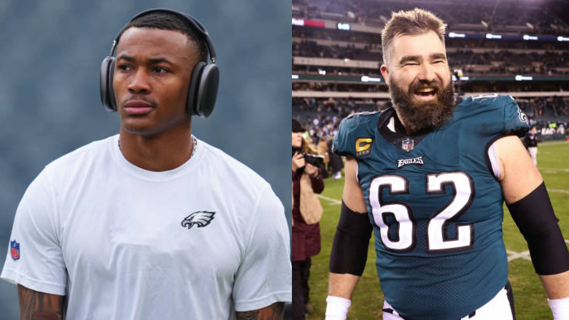 Jason Kelce gave his opinion on the hit against former teammate DaVonta Smith. (Getty)